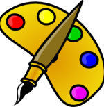 paint palette with brush